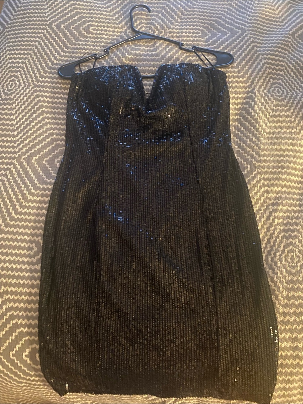 Fashion Nova Black Sequin Strapless Mini Dress